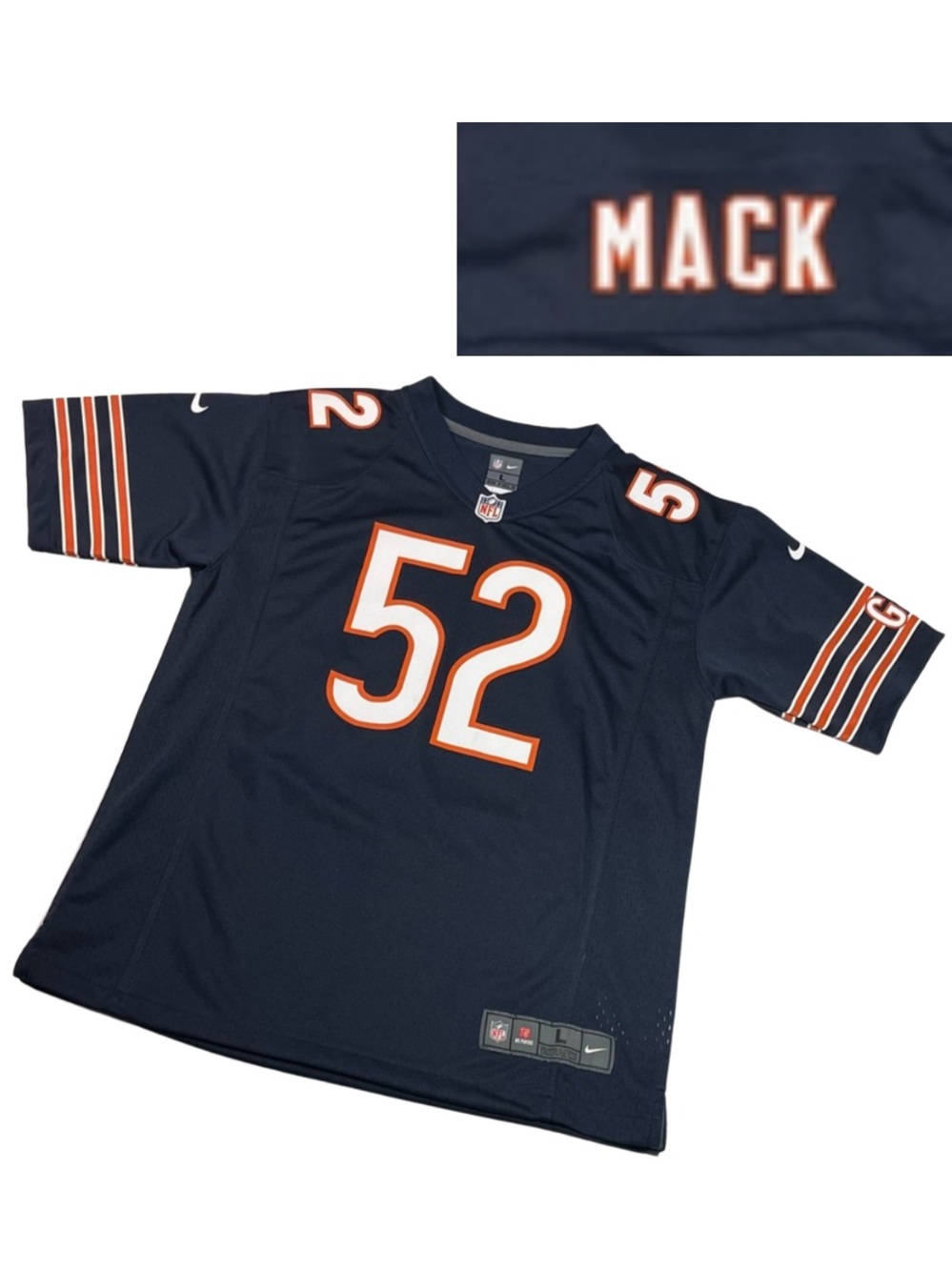 Nike NFL Large Youth Chicago Bears Khalil Mack #52 Navy Game Day Players Jersey